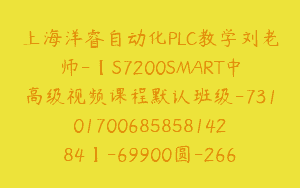 上海洋睿自动化PLC教学刘老师-【S7200SMART中高级视频课程默认班级-7310170068585814284】-69900圆-266节
