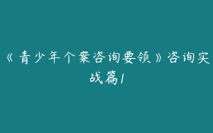 《青少年个案咨询要领》咨询实战篇1