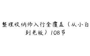 整理收纳师入行全覆盖（从小白到老板）108节