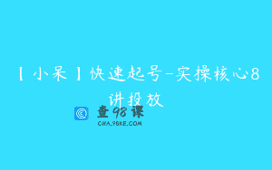 【小呆】快速起号-实操核心8讲投放