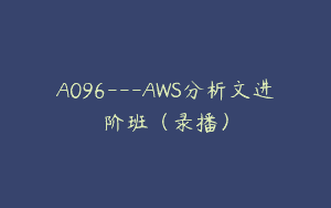 A096—AWS分析文进阶班（录播）