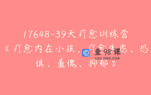 17648-39天疗愈训练营《疗愈内在小孩，疗愈焦虑、恐惧、羞愧、抑郁》