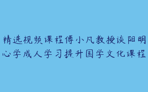 精选视频课程傅小凡教授谈阳明心学成人学习提升国学文化课程
