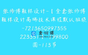 张师傅鞋样设计-【全套张师傅鞋样设计高端技术课程默认班级-7213650997355223351】-199800圆-113节