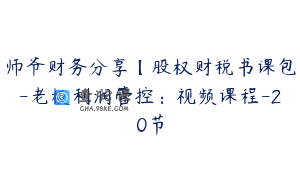 师爷财务分享【股权财税书课包-老板利润管控：视频课程-20节