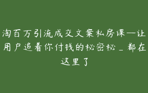 淘百万引流成交文案私房课—让用户追着你付钱的秘密秘_都在这里了