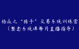 杨焱之“猎手”交易系统训练营（整套系统课每月直播指导）