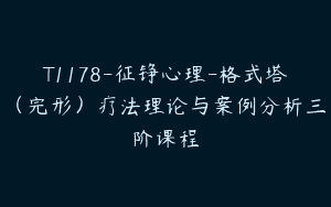 T1178-征铮心理-格式塔（完形）疗法理论与案例分析三阶课程