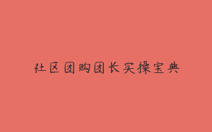 社区团购团长实操宝典