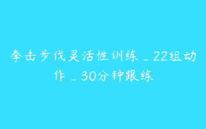 拳击步伐灵活性训练_22组动作_30分钟跟练