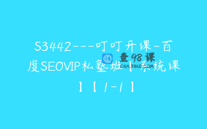 S3442—叮叮开课-百度SEOVIP私塾班【系统课】【1-1】