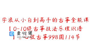 学浪从小白到高手的古筝全能课【0-10级古筝技法乐理识谱】_心弦古筝998圆114节