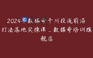 2024年数据哥千川投流前沿打法落地实操课_数据哥培训旗舰店
