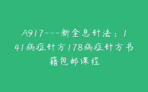 A917---新全息针法：141病症针方178病症针方书籍包邮课程