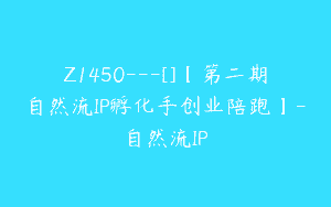 Z1450---[]【第二期自然流IP孵化手创业陪跑】-自然流IP