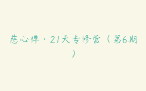 慈心禅·21天专修营（第6期）