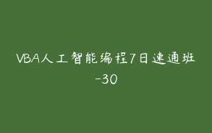 VBA人工智能编程7日速通班-30