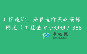 工程造价_安装造价实战演练_阿瑶（工程造价小姐姐）388节