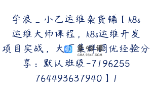 学浪_小乙运维杂货铺【k8s运维大师课程，k8s运维开发项目实战，大厂集群调优经验分享：默认班级-7196255764493637940】1349.0圆95节