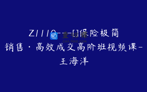 Z1110---[]保险极简销售·高效成交高阶班视频课-王海洋