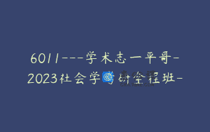 6011—学术志一平哥-2023社会学考研全程班-