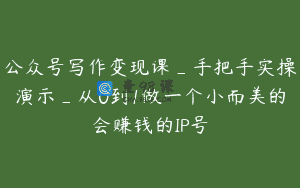 公众号写作变现课_手把手实操演示_从0到1做一个小而美的会赚钱的IP号