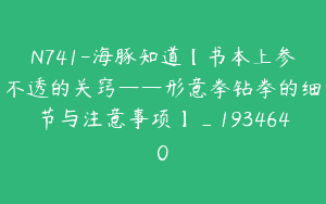 N741-海豚知道【书本上参不透的关窍——形意拳钻拳的细节与注意事项】_1934640