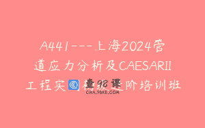 A441—上海2024管道应力分析及CAESARII工程实例初级进阶培训班