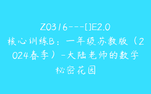 Z0316---[]E2.0核心训练B：一年级苏教版（2024春季）-大陆老师的数学秘密花园