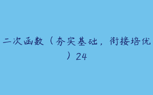 二次函数（夯实基础，衔接培优）24