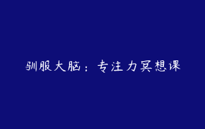 驯服大脑：专注力冥想课