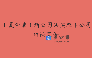 【夏令营】新公司法实施下公司诉讼实务