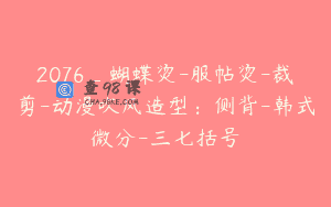 2076_蝴蝶烫-服帖烫-裁剪-动漫吹风造型:侧背-韩式微分-三七括号