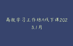 高效学习工作坊A线下课2023.1月