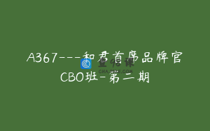 A367---和君首席品牌官CBO班-第二期