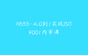 N555-从0到1实战ISO9001内审课