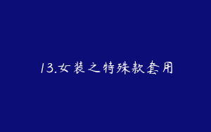 13.女装之特殊款套用