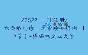 Z2522---[](注册)六西格玛绿_黑带项目培训-【4节】-博瑞林企业大学
