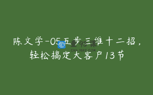 陈文学-05五步三维十二招，轻松搞定大客户13节