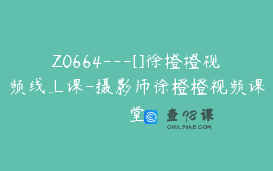 Z0664---[]徐橙橙视频线上课-摄影师徐橙橙视频课堂