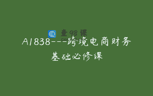 A1838—跨境电商财务基础必修课