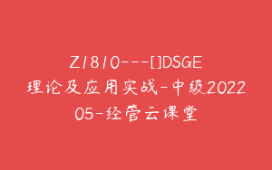 Z1810---[]DSGE理论及应用实战-中级202205-经管云课堂