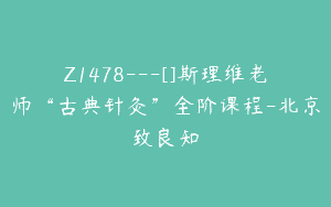 Z1478---[]斯理维老师“古典针灸”全阶课程-北京致良知