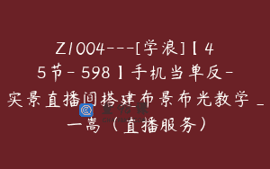 Z1004—[学浪]【45节-￥598】手机当单反-实景直播间搭建布景布光教学_一嵩（直播服务）