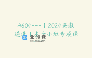 A604—【2024安徽遴选】木子小班专项课