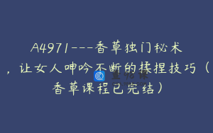 A4971---香草独门秘术,让女人呻吟不断的揉捏技巧(香草课程已完结)