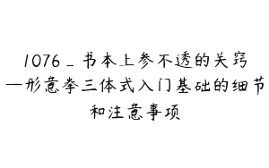 1076_书本上参不透的关窍—形意拳三体式入门基础的细节和注意事项