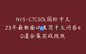 N15-CTCSOL国际中文23年最新面试真题中文问答40道合集实战视频