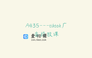 A435---tiktok广告投放课