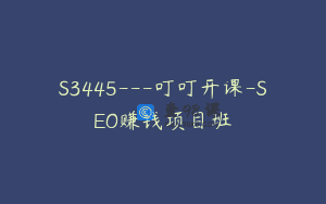 S3445—叮叮开课-SEO赚钱项目班